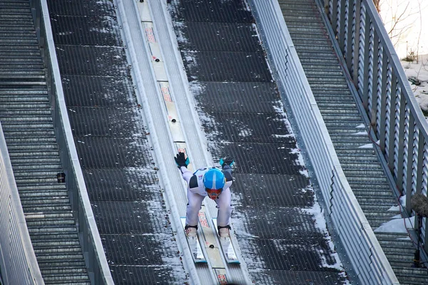 Rasnov Rumänien Januari 2020 Unknown Ski Jumper Compets Win Ladies — Stockfoto