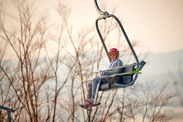 Rasnov Roemenië Januari 2020 Onbekende Skispringen Strijden Het Ladies Fis — Stockfoto