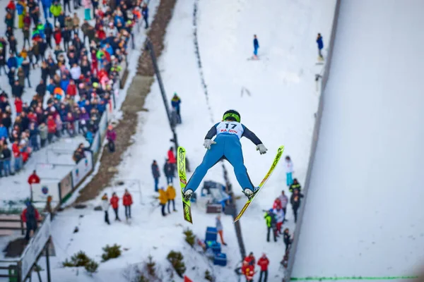 Rasnov Ρουμανία Ιανουαρίου 2020 Άγνωστος Άλτης Σκι Αγωνίζεται Για Κερδίσει — Φωτογραφία Αρχείου