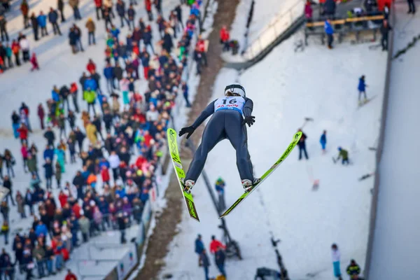 Rasnov Rumania Enero 2020 Unknown Ski Jumper Compets Win Ladies —  Fotos de Stock