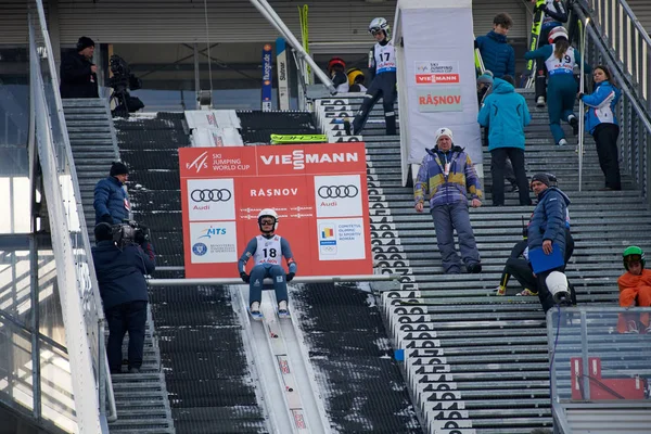 Rasnov Roumanie Janvier 2020 Compétitions Inconnues Saut Ski Pour Remporter — Photo