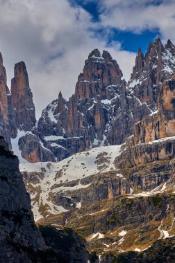 Molveno 'dan görünen Dolomites di Brenta grubunun güzel manzarası