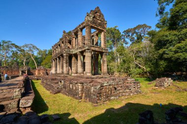 Angkor Wat kompleksindeki Antik Prasat Preah Khan tapınağı, Angkor Wat Arkeoloji Parkı Siem Reap, Kamboçya UNESCO Dünya Mirası Alanı