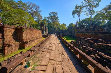 Angkor Wat kompleksindeki Antik Prasat Preah Khan tapınağı, Angkor Wat Arkeoloji Parkı Siem Reap, Kamboçya UNESCO Dünya Mirası Alanı