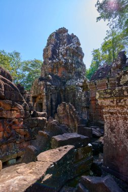 Angkor Thom 'daki Ta Som Tapınağı Khmer Tapınağı popüler bir turizm merkezi, Angkor Wat Arkeoloji Parkı Siem Reap, Kamboçya UNESCO Dünya Mirası Alanı