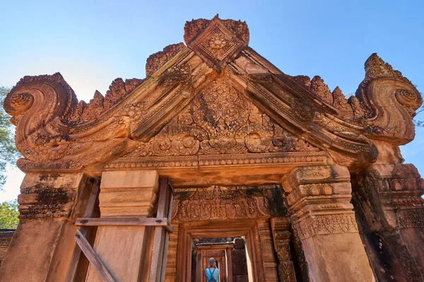 Prasat Banteay Srei Khmer Chrám Angkor Thom Populární Turistickou Atrakcí — Stock fotografie