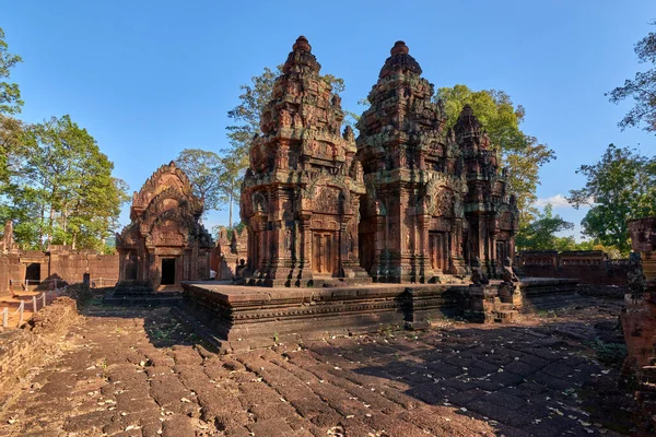 Prasat Banteay Srei Khmer Templom Angkor Thom Népszerű Turisztikai Attrakció — Stock Fotó