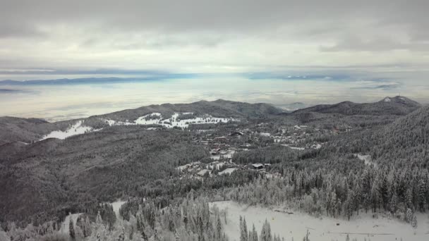 Flug Über Die Spektakulären Skipisten Den Karpaten Blick Über Die — Stockvideo