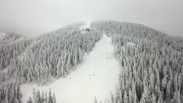 Flug Über Die Spektakulären Skipisten Den Karpaten Blick Über Die — Stockvideo