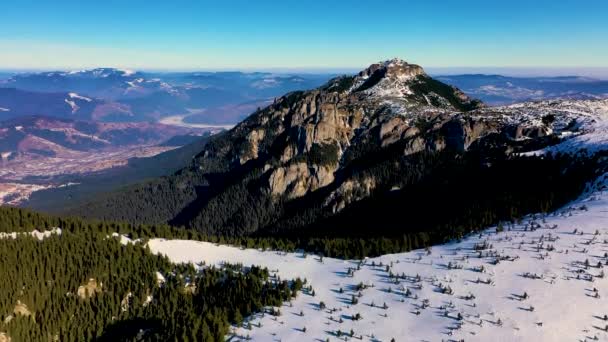 Vista Aerea Ceahlu Mountains National Park Nella Stagione Invernale All — Video Stock