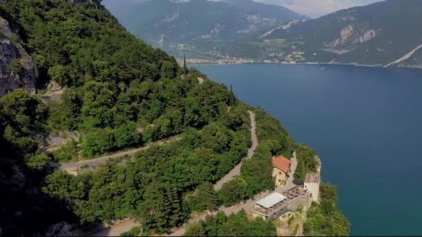 Vidéo Aérienne Avec Drone Vue Sur Magnifique Lac Garde Sentier — Video