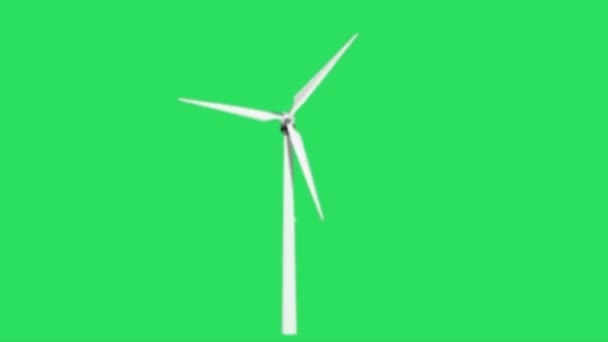 Animation Eolienne blanche sur fond vert .