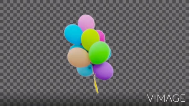 Анімація Різнокольорові Кульки Пропливають Через Чорний Фон — стокове відео