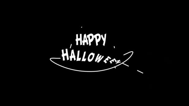 Animation Vit Text Happy Halloween Svart Bakgrund — Stockvideo