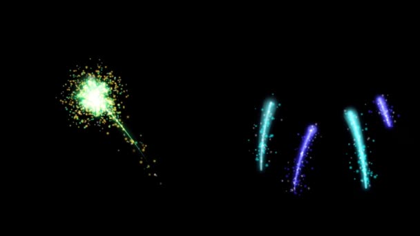 Animation Feu Artifice Violet Arctique Sur Fond Noir — Video