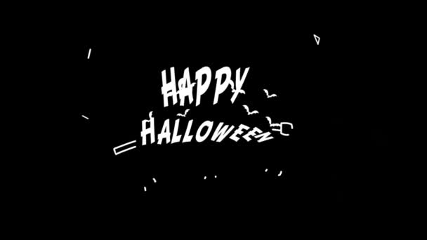 Animation Vit Text Happy Halloween Svart Bakgrund — Stockvideo