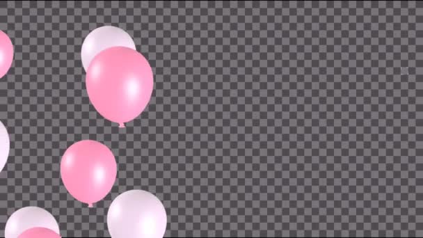 Κινούμενα Σχέδια Πολύχρωμα Μπαλόνια Επιπλέουν Ασπρόμαυρο Φόντο — Αρχείο Βίντεο