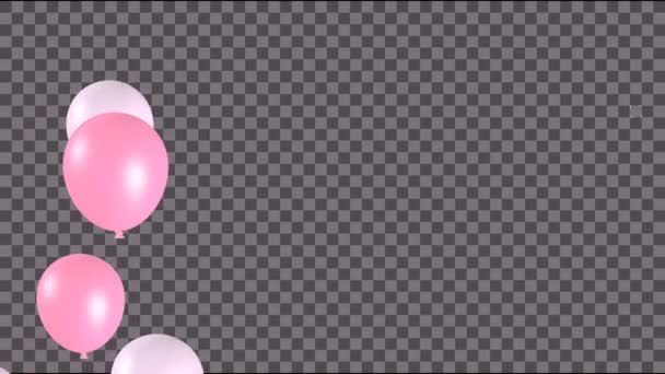 五彩斑斓的动画气球在黑色背景中飘扬 — 图库视频影像