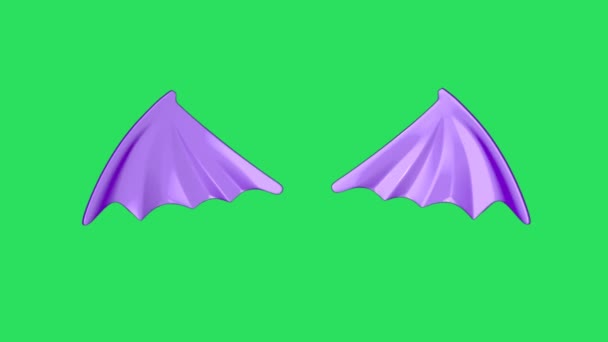 Фиолетовые Крылья Анимации Зеленом Фоне — стоковое видео