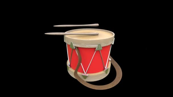 黑色背景上的动画红色鼓 — 图库视频影像
