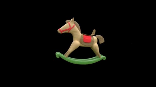 Animação Cavalo Baloiço Fundo Preto — Vídeo de Stock