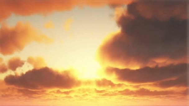 時間の経過雲の背景と黄金の太陽 — ストック動画