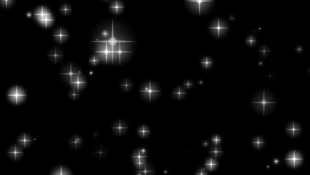 Weiße Sterne Funkeln Auf Schwarzem Hintergrund — Stockvideo