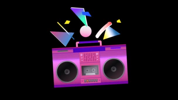 Animation purple Cassette player on black background. — Stock Footage Animation Purple Cassette Player Black Background — Stock Video