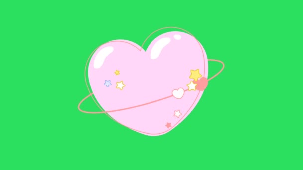 Animación Forma Corazones Coloridos Sobre Fondo Verde — Vídeos de Stock