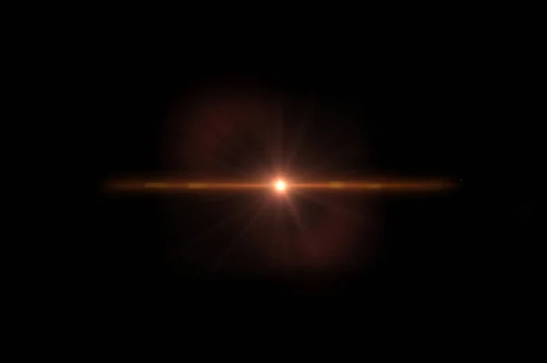 Orange light Lens flare on black background. — Stock Photo, Image