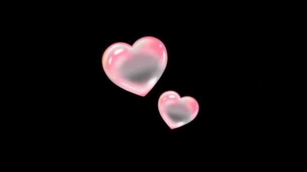 Animación Corazón Rosa Forma Fondo Negro — Vídeos de Stock