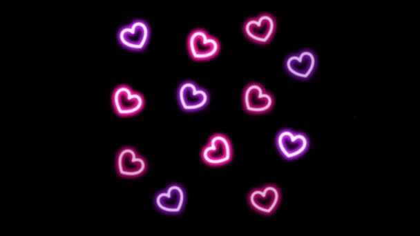Κινούμενα Σχέδια Ροζ Καρδιά Μαύρο Φόντο — Αρχείο Βίντεο