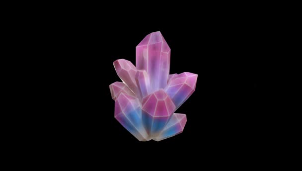 黑色背景上的动画紫色晶体 — 图库视频影像