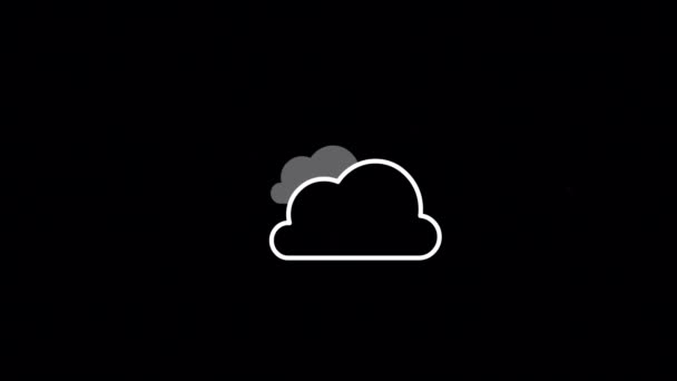 Animación Línea Blanca Forma Una Nube Sol — Vídeos de Stock