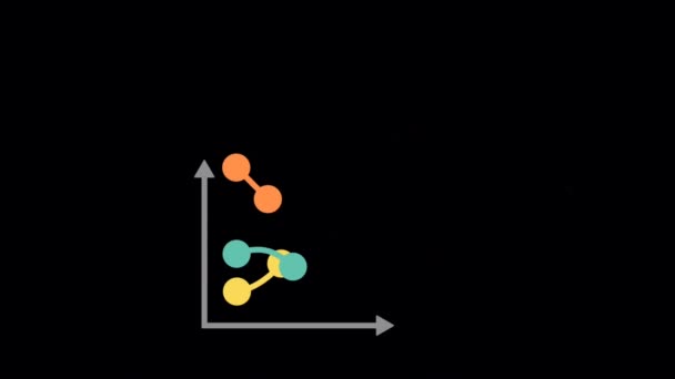 Animation Färg Kurva Diagram Svart Bakgrund — Stockvideo