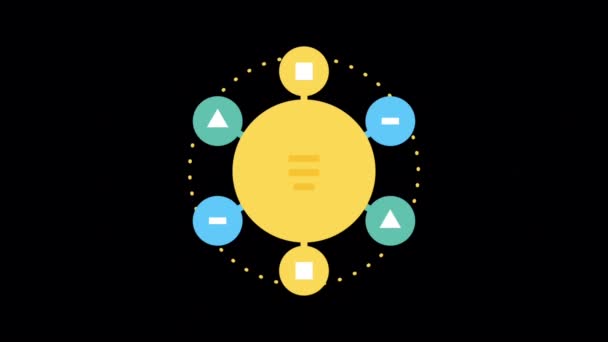 Animation Färg Cirkel Diagram Svart Bakgrund — Stockvideo