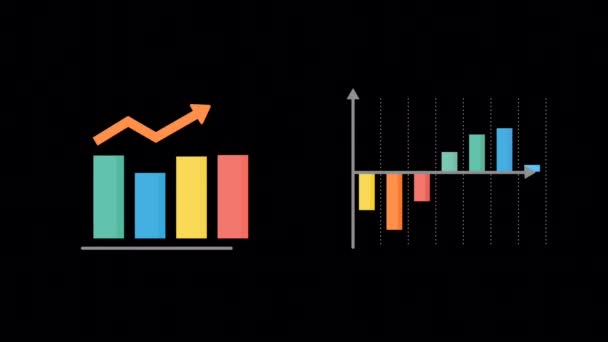 Animation Color Bar Chart Black Background — Stock Video