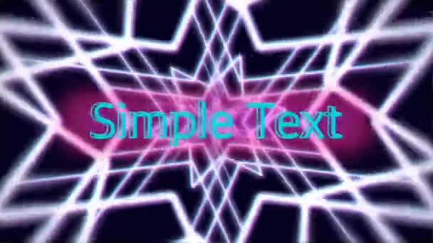 Animering Geometri Neon Ljus Färgglad Glödande Ram Med Enkel Text — Stockvideo