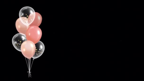 Animation Ballons Roses Blancs Sur Fond Noir — Video