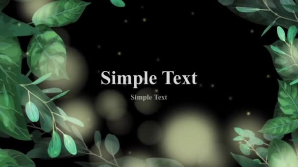 Animation Leaf Frame Black Space Simple Text — Stock Video