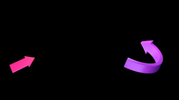 动画粉色箭头指向屏幕上的黑色背景 — 图库视频影像