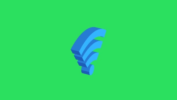 Animation Blue Wireless Symbol Green Background — Stock Video