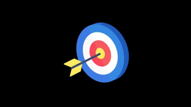 Animation Arrow Pinning Target Black Background — Stock Video