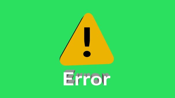 Animación Amarillo Símbolo Error Sobre Fondo Verde — Vídeo de stock