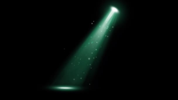 Green Light Beam Spotlight Black Background — Stock Video