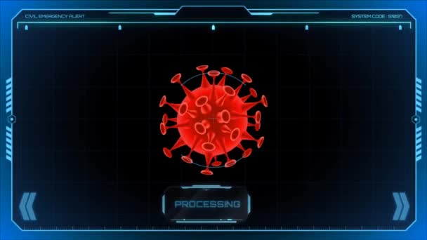 Mavi Çerçeveli Metin Süreci Ile Kırmızı Virüsü Canlandır — Stok video