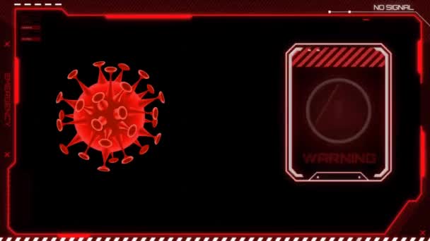 Animation Red Virus Text Warning Red Frame — Stock Video