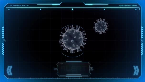 Animation Weißer Virus Blauem Rahmen Mit Schwarzem Hintergrund — Stockvideo