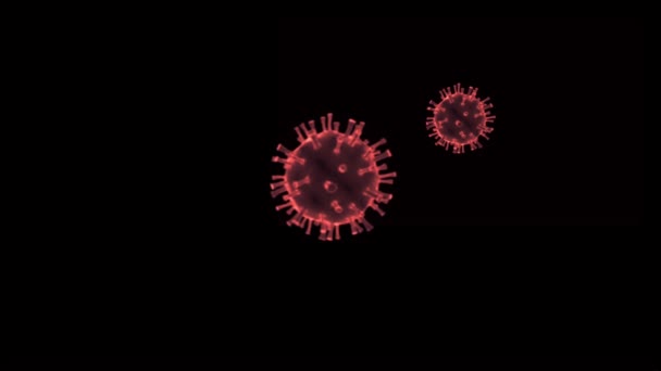 黒を背景に黄色と緑のウイルスに赤のアニメーション — ストック動画