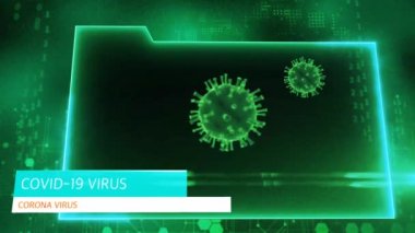 Siyah arkaplan üzerine Metin Covid 19 VIRUS ve Metin CORONA VIRUS PROTECTIEV ile animasyon yeşil çerçevesi. 